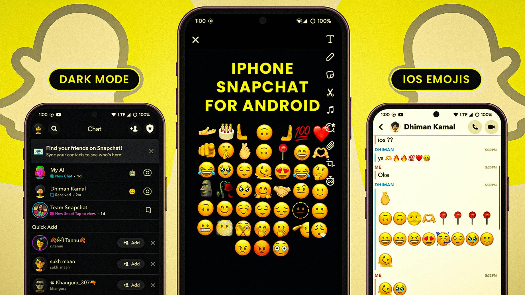 iPhone iOS Snapchat For Android || With iOS Emojis And Dark Mode